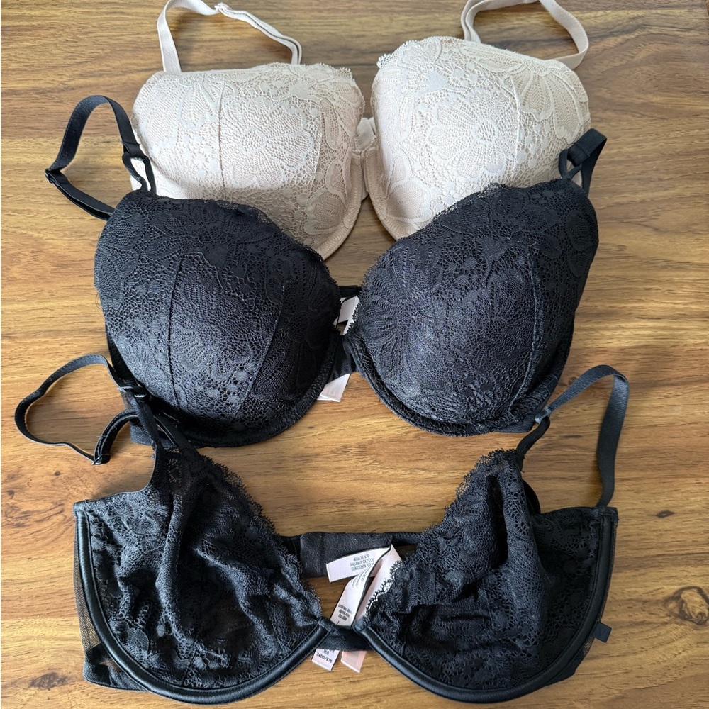 34DD Victorias Secret 2 Lined Demi bras and 1 unlined Demi bra
